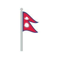 bandera de Nepal en asta de bandera aislado vector