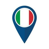 Flag of Italy flag on map pinpoint icon isolated blue color vector