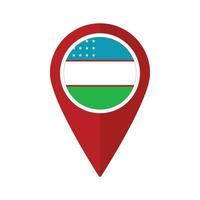 Flag of Uzbekistan flag on map pinpoint icon isolated red color vector