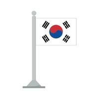 bandera de sur Corea en asta de bandera aislado vector