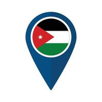 Flag of Jordan flag on map pinpoint icon isolated blue color vector
