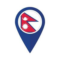 Flag of Nepal flag on map pinpoint icon isolated blue color vector