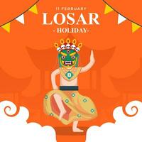 contento losar día festivo. el día de Bután ilustración vector antecedentes. vector eps 10