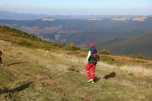 CARPATHIAN MOUNTAINS, UKRAINE - OCTOBER 8, 2022 Mount Hoverla. Carpathians in Ukraine in autumn photo