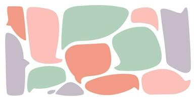 Hand drawn Geometric speech bubble vector set. Angular text frame. Cute speech bubbles for comics in doodle style. Unusual shapes, space for text. Communication design elements.