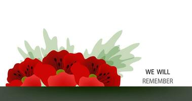 Remembrance Day horizontal cartoon banner. vector