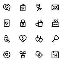 Pack of Romance Bold Line Icons vector