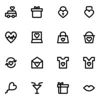 Set of Valentine Accessories Bold Line Icons vector