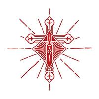 illustration of a cross combined with an ace of diamonds vector