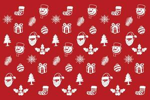 christmas pattern on red background vector