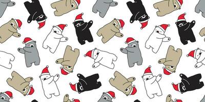 bear seamless pattern Christmas vector dab dance Santa Claus hat scarf isolated repeat wallpaper cartoon tile background illustration doodle design