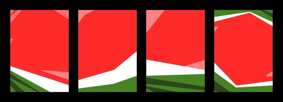 set of geometric abstract background. shape and color of watermelon. vertical. flat vector illustration.
