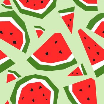 seamless pattern background of various slices of watermelon. flat vector illustration.