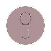 Vector cosmetic brush icon in a pink circle on a white background.