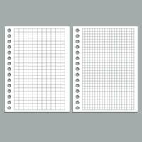 Set of vector realistic illustrations of a sheet of paper blank from a workbook with a shadow.