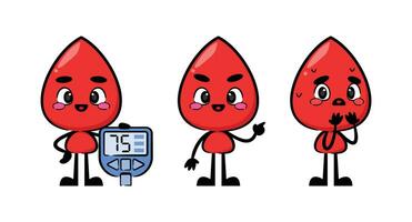 cute blood mascot collection. health mascot vector. vector