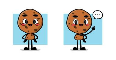 cute cookies mascot. funny food vector character.