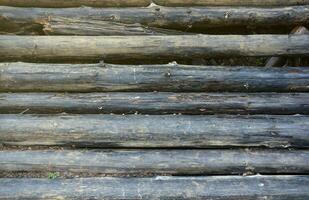 Log Cabin Or Barn Unpainted Debarked Wall Textured Horizontal Background photo