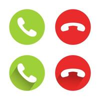 Accept and decline call icon vector in flat style. Answer and reject button