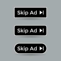 omitir anuncio botón icono vector en plano estilo