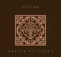 Square Asian Pattern with Floral Accents and Geometric Shapes vector