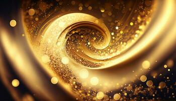 AI generated Abstract Glittering Gold Shiny Wave Background photo