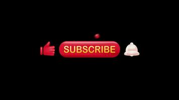 Subscribe, Reminder Bell and Like button animation with jumping ball elements. 3d Animation video