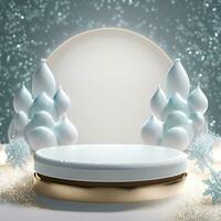 AI generated White Christmas background for product display 3d rendering photo