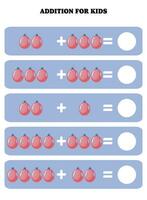 adición página para niños. educativo matemáticas juego para niños con botella. imprimible hoja de cálculo diseño. aprendizaje matemático vector