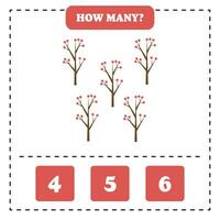 How many berry are there Educational worksheet design for children. Counting game for kids. vector