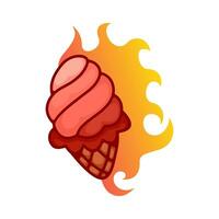 ice cream  fire icon logo design vector