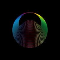 Sound wave, equalizer rainbow color gradient. Modern future technology. Vector geometric abstract element isolated on black background