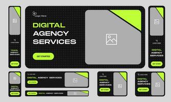 Creative agency web set banner design, digital marketing web bundle banner design for social media post, fully customizable vector eps 10 file format