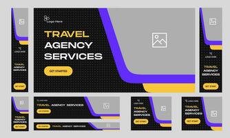 Customizable travel web set banner design, creative agency banner design for social media post, fully editable vector eps 10 file format