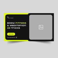 Minimal fitness thumbnail banner design, fully editable exercise tips video cover banner, vector eps 10 file format