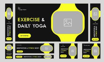 Customizable fitness website banner design, daily exercise banner for social media posts, editable vector eps 10 file format