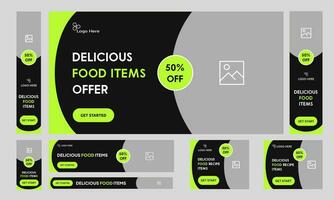 Multipurpose food offer web set banner design, food recipe banner, web banner design, fully editable vector eps 10 file format