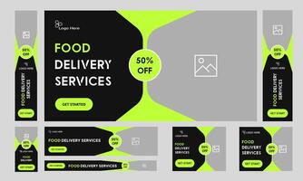 Food delivery web set banner design, food items offer banner, fully editable vector eps 10 file format