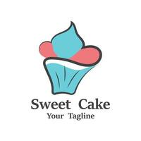 Sweet Cake Logo. Birthday Cake Icon With sweet cherries vector