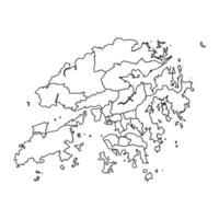 Hong Kong map with administrative divisions. Vector illustration.