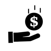 Hand silhouette icon of receiving money. Income and salary. Vector. vector