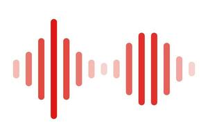 Red sound waves and rhythm. Volume, waves and beats. Vectors. vector