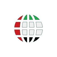 Globe icon with United Arab Emirates flag pattern. Browser and network icon. Vector. vector