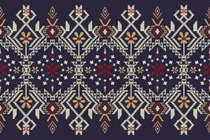 Beautiful seamless cross stitch pattern.geometric ethnic oriental pattern traditional background.Aztec style,abstract,vector,illustration.design for texture,fabric,clothing,wrapping,decoration,carpet. vector