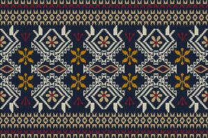 Beautiful seamless cross stitch pattern.geometric ethnic oriental pattern traditional background.Aztec style,abstract,vector,illustration.design for texture,fabric,clothing,wrapping,decoration,carpet. vector