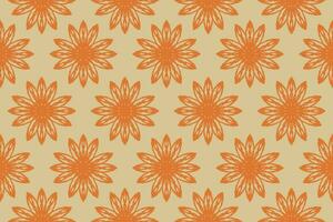 Orange floral seamless pattern on yellow background, Traditional ethnic pattern on yellow background, Aztec abstract vector pattern for