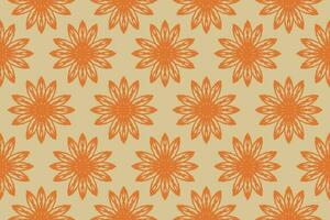 Orange floral seamless pattern on yellow background, Traditional ethnic pattern on yellow background, Aztec abstract vector pattern for