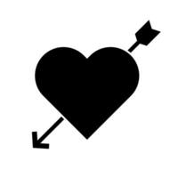 flecha pega en corazón silueta icono. Cupido. vector. vector