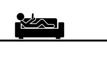 Person resting and lying on the sofa. Vector. vector