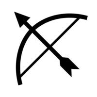 Old bow and arrow Silhouette icon. Weapon. Vector. vector